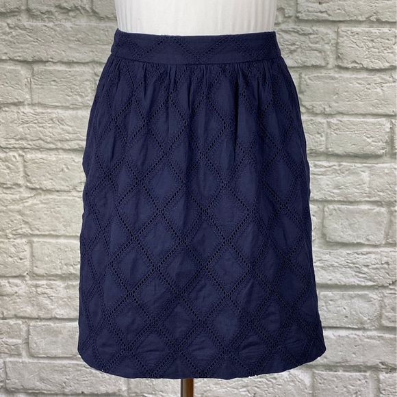 Tabitha Navy Diamond Eyelet Skirt - Picture 2 of 6